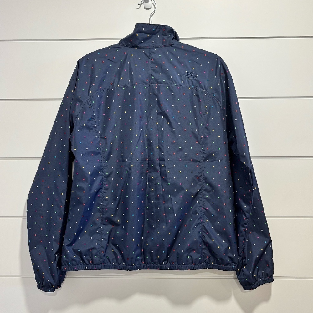 The North Face women's navy blue and colourful polka dot Penelope jacket size L - Picture 2 of 16